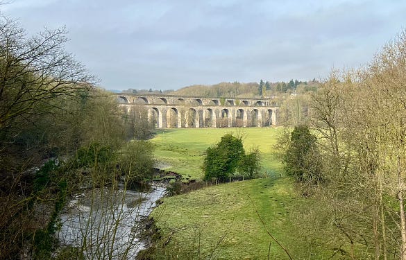Chirk Aqueduct and Train Trestle taking while hiking to Chirk Castle.