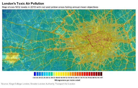 NO2 levels in London (2013)