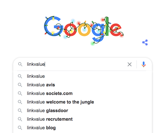 Propositions de Google Suggest sur le terme ‘Linkvalue’