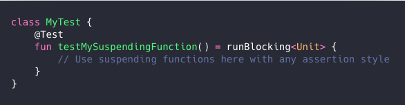 Unit tests using run blocking