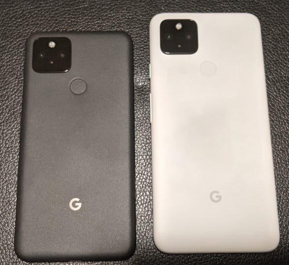 Pixel 5(left) and Pixel 4a 5G(right)