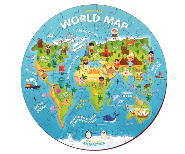 World Map Educational Floor Puzzle For Kids