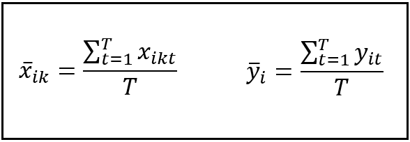 Group specific means of the X and y values for each unit i