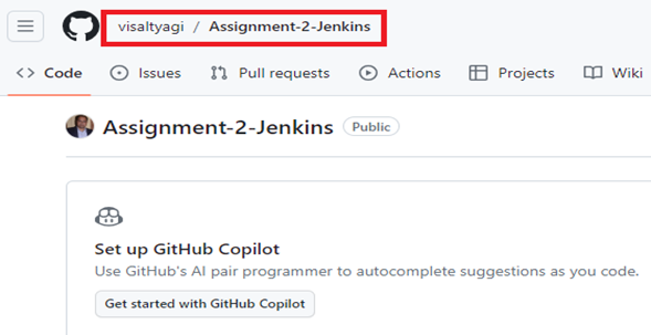 Assignment 2 Jenkins Repository Created