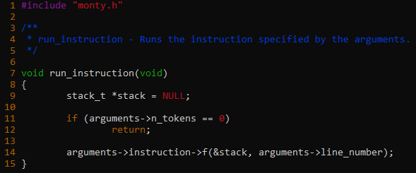 call the function associated with the opcode from the instruction_s struct