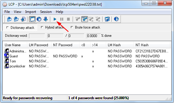 LCP Password Recovery Tool