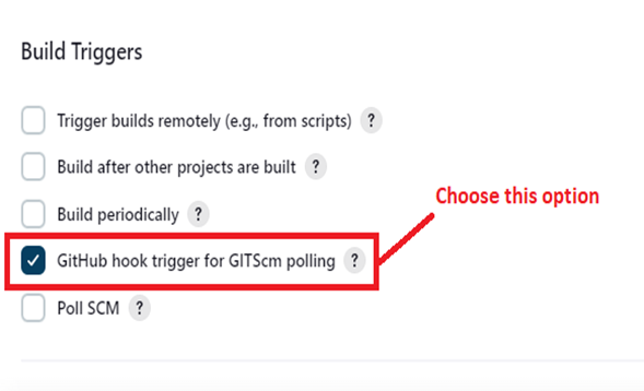 Choose the GitHub Hook Trigger Option