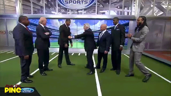 Jimmy Johnson and Michael Strahan fight