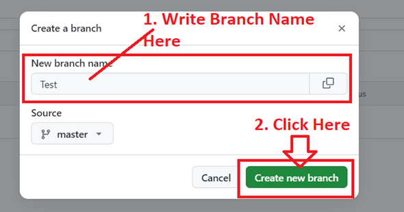 Write the Branch Name & Create It