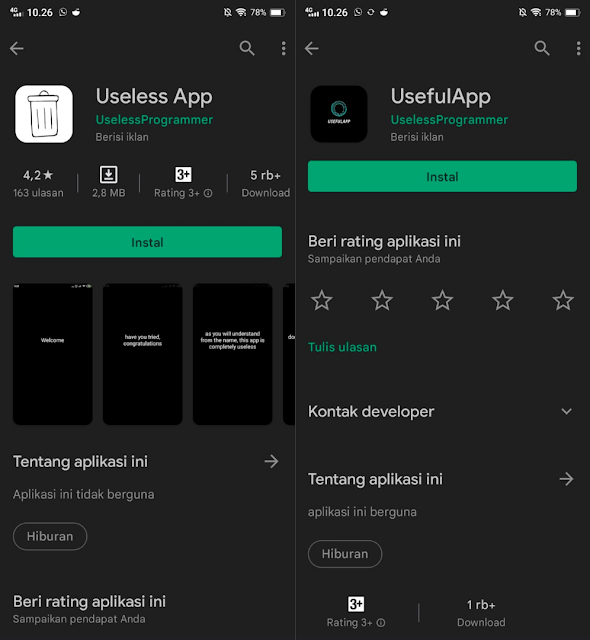 Two apps developed by UselessProgrammer.