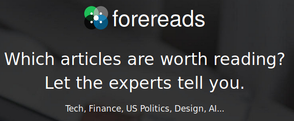 forereads’s MOTO : which articles are worth reading, let the experts tell you.