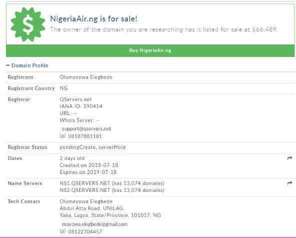 Nigeria Air Domain Registration in Domain Flipping Business in Nigeria