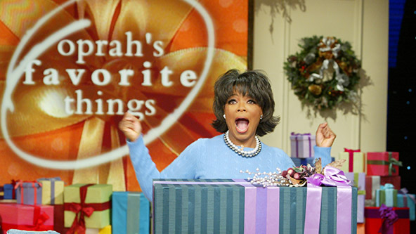 Picture of Oprah with presents during her “Oprah’s favorite things” episode