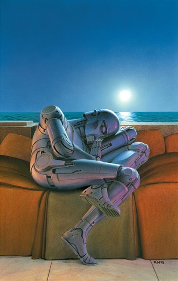 Androids dream of electric sheep | Robot Dreams cover art by Ralph McQuarrie, 1986