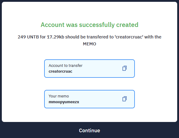 Transfer UNTB tokens to activate the Cryptounit wallet