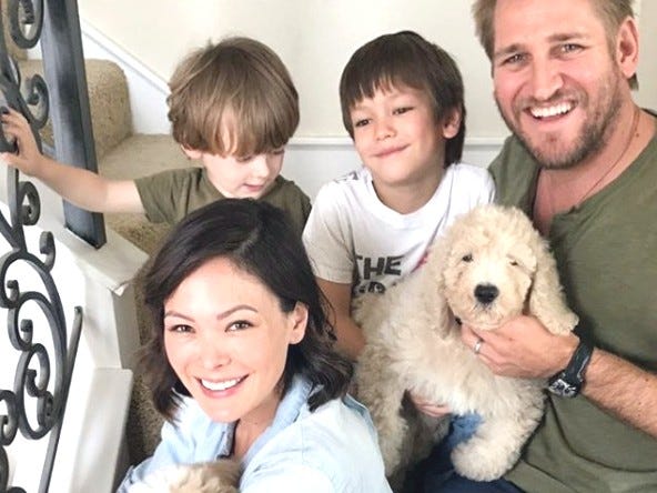 Chef Curtis Stone with his wife and kids