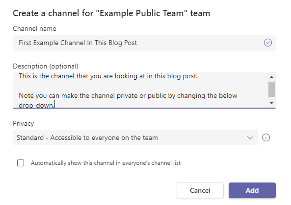 How to create a channel in Microsoft Teams