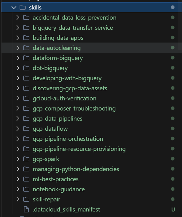 Skills installed by the Data Agent Kit