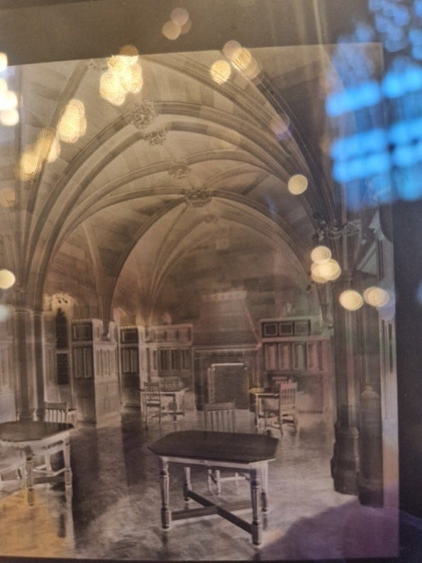 A glass plate showing The John Rylands Library interior [Image credit: Sabeth Hagenkötter]