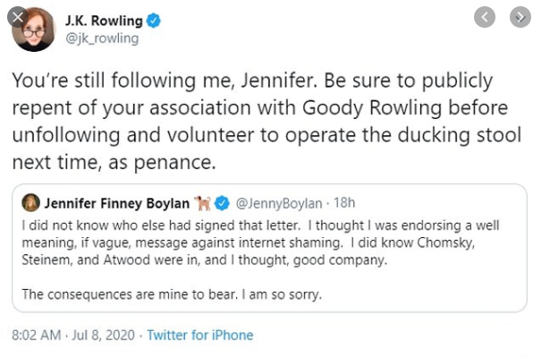 Tweet from Jennifer Finney Boylan on 8:02 I did not know who else had signed that letter. I thought I was endorsing…