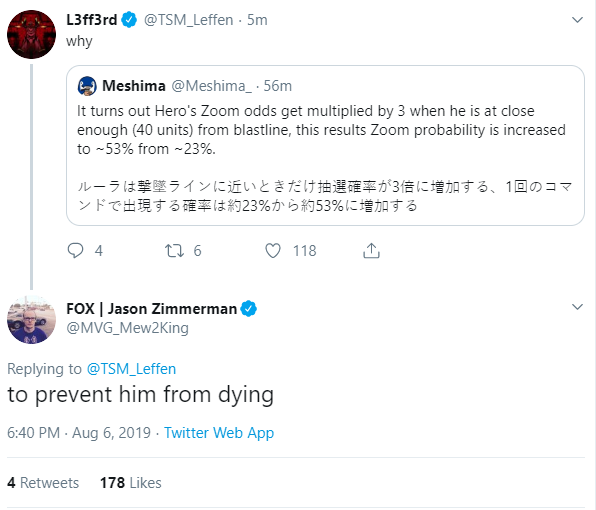 leffen questioning why zoom is more common near the blastzone and m2k saying “to prevent him from dying”