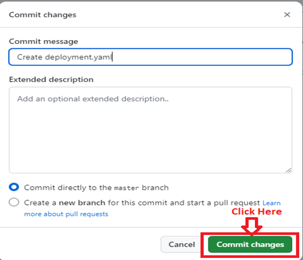 Final Commit to the “deployment.yaml” file