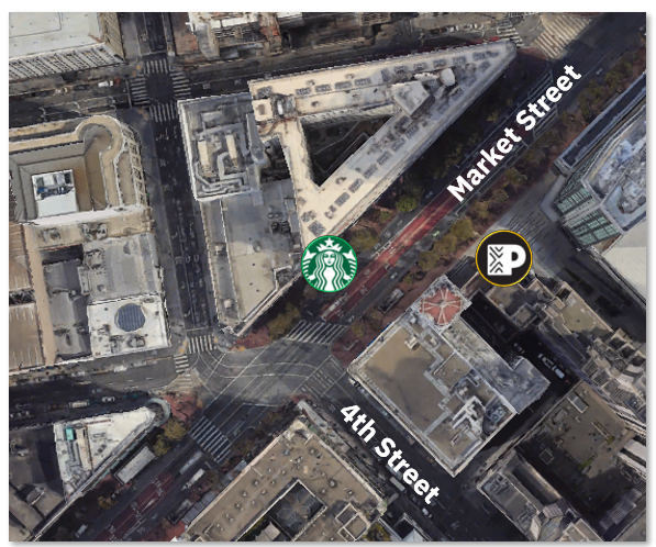 A map showing the distance between the 2 stores — they are really close to each other.