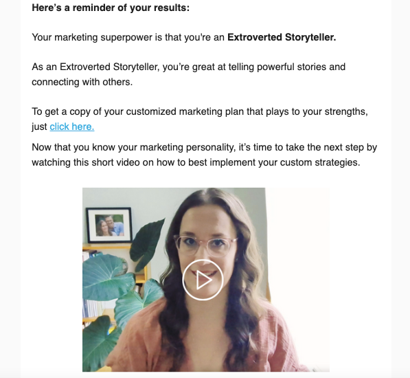 Screenshot of a section of an email including a video thumbnail