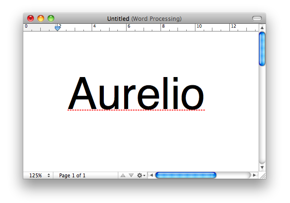 Editor de texto com o nome do dicionário Aurélio escrito sem acento