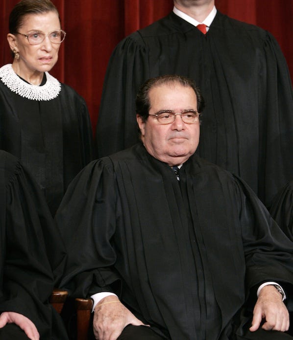 Ruth Bader Ginsburg and Antonin Scalia served together on the US Court of Appeals for the District of Columbia Circuit and the Supreme Court.