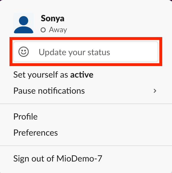 Update your status in Slack