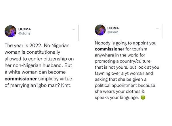 Snapshot of Uloma’s response to Afam’s tweet