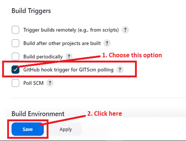 Choose Git Hub Hook Trigger Option