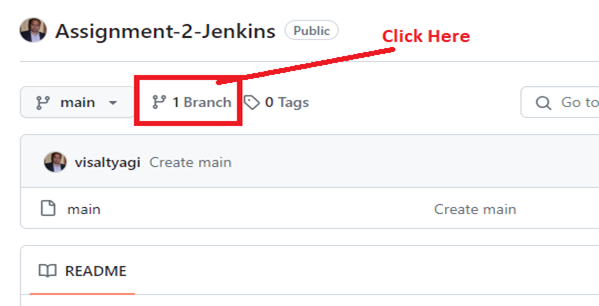 Click on “Branch”