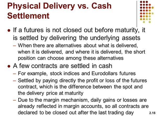 Cash vs. Physical Futures Settled
