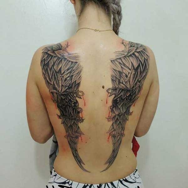 wing tattoos on back