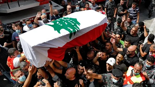 Funeral procession in the wake of the Beirut explosion ©The Associated Press, Beirut