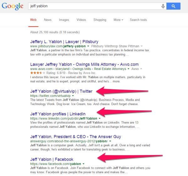'Jeff Yablon': Search and Social Search