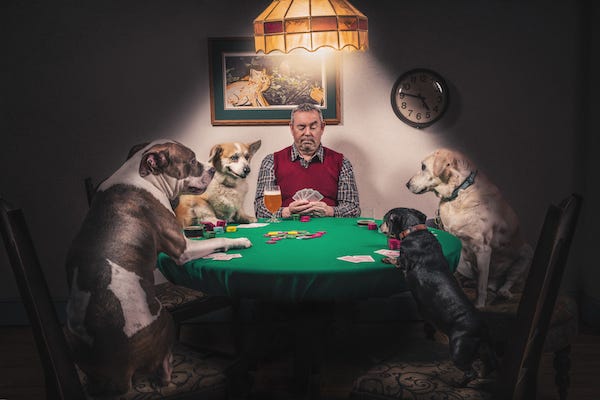 Does your reader have hobbies such as playing poker with his dogs?