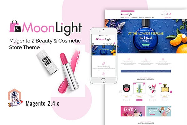 MoonLight Elegant Cosmetics Accessories Magent (Magento CMS Templates)