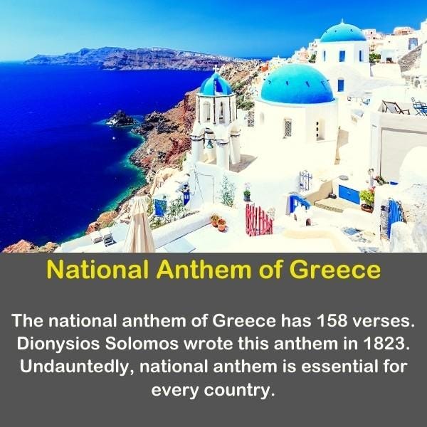 Geography fun fact about the National Anthem of Greece