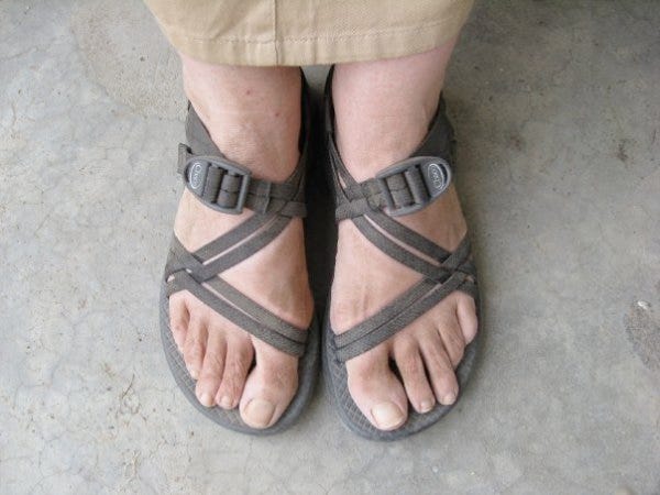 Mom's feet, after a normal day of walking around in the dust of my village.