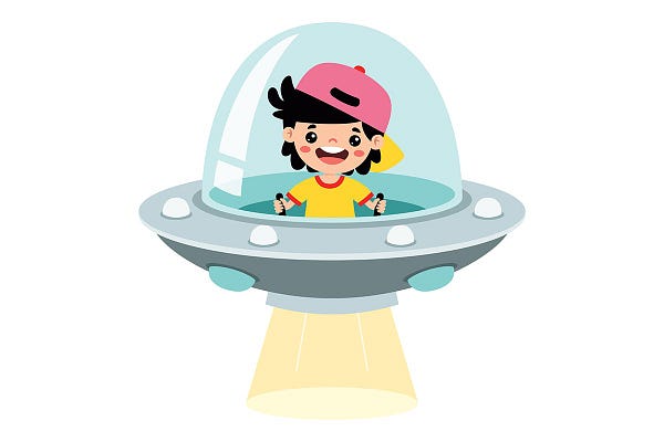 Kid in Ufo Objects Graphics