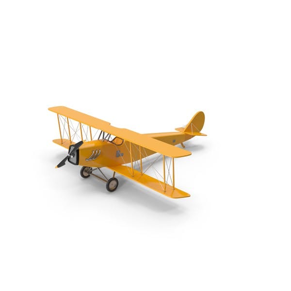Yellow Biplane 3D