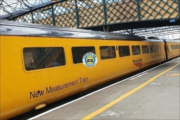 Train waiting at the Carlisle train station platform. | Station taxis