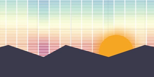 Heatmap graph with a cartoon zigzag that looks like a mountain, and a cartoon sun rising from behind the mountain.