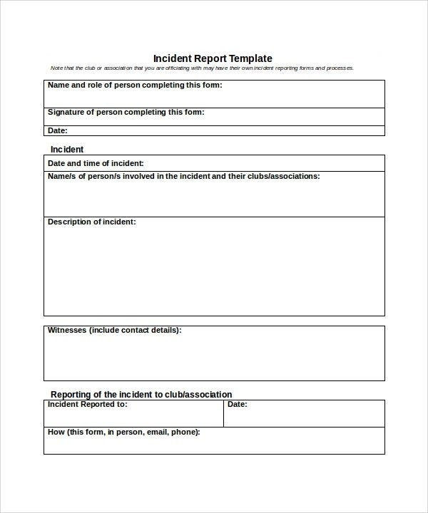 FREE 34+ Sample Incident Report Templates in PDF MS Word Pages Google Docs