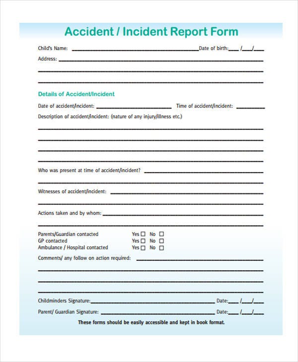 FREE 42+ Incident Report Forms in PDF MS Word Excel