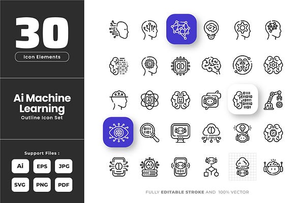 Ai Machine Learning Outline Icon Icons Graphics