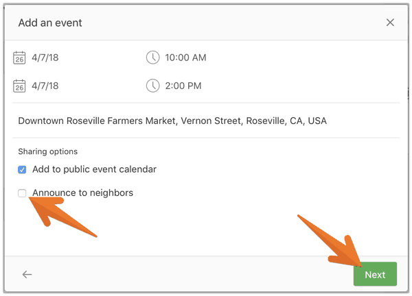 Nextdoor - Add Event Second Screen